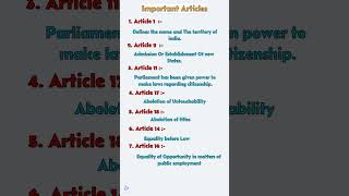 Important Articles articlegk generalknowledge indianshortgk constitutionofindia articleship [upl. by Tarton]