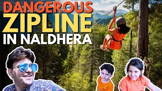 Dangerous Zipline in Naldhera  Shimla kufri  Himachal in 2024 [upl. by Alegnad]