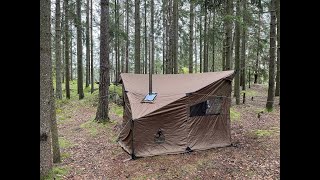 First time with a stove in the Cozshack Icy rain [upl. by Bentlee]