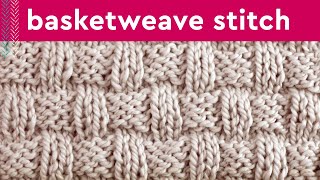 Basketweave Stitch Knitting Pattern for Beginners [upl. by Dorree]