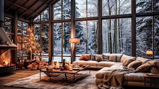 ❄Snowfall in Forest in Living Room with Relaxing Fireplace Sounds  Cozy Ambience for Work and Study [upl. by Fleeta]