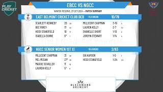 East Belmont Cricket Club Deb v NGCC Senior Women 1st XI [upl. by Bekah]