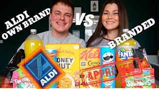 BRANDED vs UNBRANDED FOOD CHALLENGE  ALDI EDITION  Feb 2023 [upl. by Gwendolen]