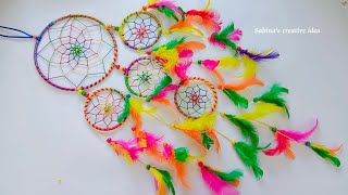 Diy Super Way to Make a Dreamcatcher Step by StepDiy Dreamcatcher wall Hanging Easy Craft [upl. by Llewsor1]