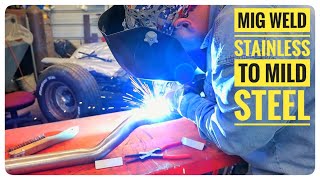 How to Mig Weld Stainless Steel to Mild Steel Exhaust Tubing [upl. by Agbogla249]