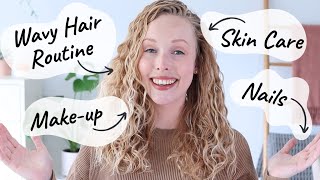 My MINIMALIST Beauty Routine  Wavy Hair Routine Skin Care amp Makeup [upl. by Lidia783]