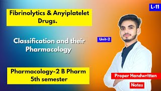 L11। U2। Fibrinolytics and antiplatelet drugs। Classification amp their Pharmacology।B Pharm 5th sem [upl. by Alburga119]