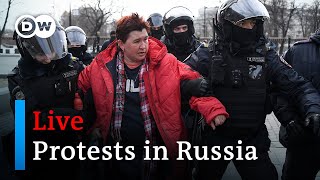 Watch live Antiwar protests in Moscow  DW News [upl. by Netsirk]