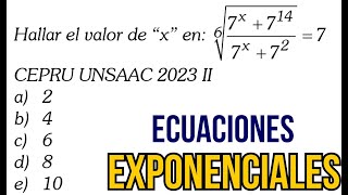 ECUACIONES EXPONENCIALES  CEPRU UNSAAC 2023  ÁLGEBRA CON LALO [upl. by Nelloc]