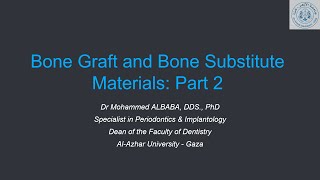 Bone Graft and Bone Substitute Materials Part 2 [upl. by Leruj]