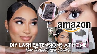 Calailis DIY Lash Extensions AT HOME  AMAZON INDIVIDUAL LASH CLUSTERS KIT TUTORIAL [upl. by Nomit]