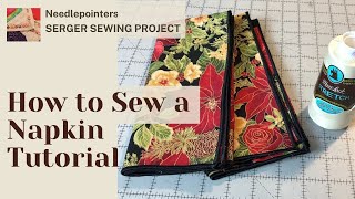 How to Sew a Cloth Napkin Serger Rolled Hem Tutorial [upl. by Ahtilat775]