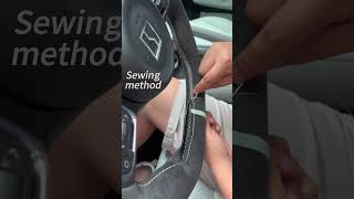 Alcantara Sewing method steeringwheel steeringwheelcover steeringwheeldiyalcantara diy [upl. by Ainafetse]