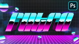 How to Create a RETRO 80s Chrome Text Effect  Photoshop CC Tutorial [upl. by Duquette907]