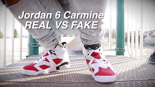 Air Jordan 6 Carmine Real Vs Fake On foot [upl. by Grail]