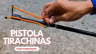 TIRACHINAS con un ¡PARAGUAS  🔴 Pistola Casera Lanza Piedras estilo PRO [upl. by Storz]