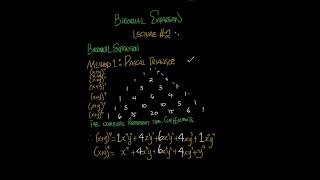 MATHEMATICS  Binomial Expansion Method 1  Pascal Triangle  Lecture 2  maths [upl. by Eelrac860]