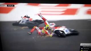 MotoGP Iannone and Dovizioso crash in Argentina 2016 [upl. by Ahseyd]