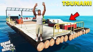 GTA 5  Franklin Made A Floating House To Survive Biggest Wave Of Tsunami In GTA 5  GTA 5 Mods [upl. by Alenas]