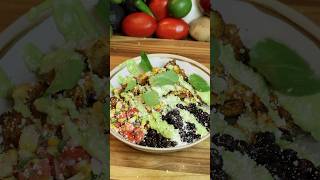 Chicken burrito bowl with watercress line rice roasted corn salsa and jalapeño lime sauce recipe [upl. by Theran927]