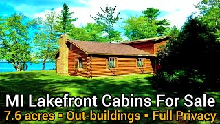 Michigan Lakefront Cabins For Sale  275k  76 acres  Michigan Land For Sale  Waterfront Cabins [upl. by Ydnam33]