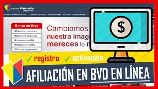 Cómo AFILIARSE al Sistema BDV EN LÍNEA del Banco de Venezuela ✅【Registro CLAVENET】 [upl. by Renita]