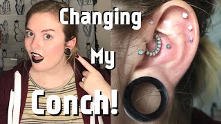 Changing My New Conch Piercing for the First Time [upl. by Elsilrac]