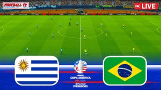 URUGUAY vs BRAZIL  COPA AMERICA 2024 QuarterFinal  Full Match All Goals  PES Gameplay Video [upl. by Cori]