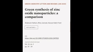 Green synthesis of zinc oxide nanoparticles a comparison  RTCLTV [upl. by Nosrak]