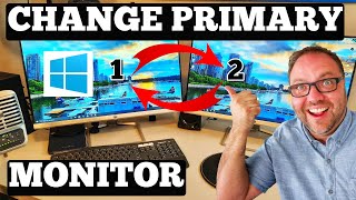 How To Change Primary Monitor Windows 10  Monitor 1 To Monitor 2 [upl. by Yacov]