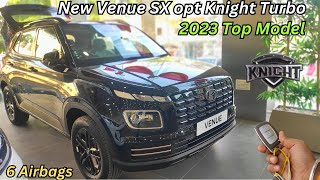 New Hyundai Venue SX Opt Knight Turbo Full Detail Review ✅ Black King Venue Top Model 2023 [upl. by Mya]