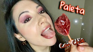 ASMR Comiendo Paleta de Chile SIN HABLAR  ASMR Lollipop NO TALKING  Dulce Mexicano [upl. by Katerina]