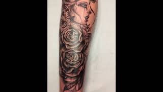 Floral Portrait CoverUp Time Lapse Tattoo tattoo coveruptattoo portraittattoo floraltattoo [upl. by Hite]