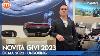 Givi Maxia 5 amp Trekker Outback EVO  Unboxing del bauletto e della valigia in alluminio a EICMA 2022 [upl. by Llereg760]