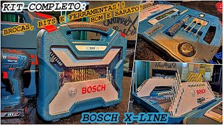 BOSCH X LINE KIT COMPLETO DE BROCAS PONTAS BITS e FERRAMENTAS com linda MaletaVale a PenaREVIEW [upl. by Lotz]