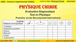 1BAC  Sciences Expérimental Evaluation Diagnostique Test en Physique [upl. by Hammad245]