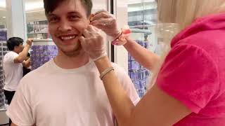 Piercing my boyfriend’s ears at Claire’s [upl. by Glendon]