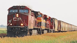 RARE CP Potash train with CP GP20 and UP AC4400CW at rear near Duval SK on the Lanigan sub [upl. by Xylon]