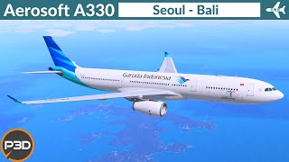 P3D v53 Aerosoft A330 Garuda Indonesia  Seoul to Bali  Full flight [upl. by Lombardy]