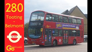 London Buses Tooting St Georges Hospital 280 Belmont [upl. by Atat]