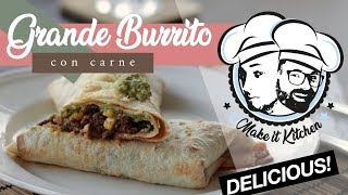 Beef Burrito recipe  XXL Double Burrito with ground beef and guacamole [upl. by Selle]