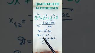 QUADRATISCHE GLEICHUNGEN ANZAHL DER LÖSUNGEN youtubeshortsviral maths gleichung [upl. by Artined547]