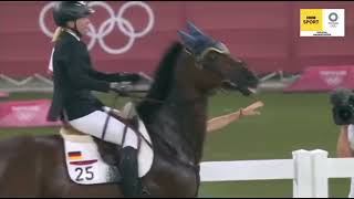 German Olympian Annika Schleu loses control of her horse [upl. by Silverman]