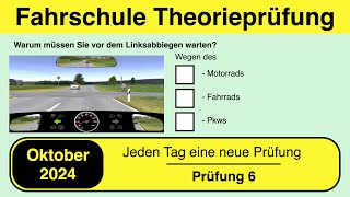 🚘 Führerschein Theorieprüfung Klasse B 🚗 Oktober 2024  Prüfung 6🎓📚 [upl. by Chung154]