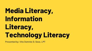 Media Literacy Information Literacy Technology Literacy [upl. by Nura888]