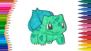 Pokemon Bulbasaur  Wie zeichnet und färbt  Kleine Hände Malbuch [upl. by Atalee232]