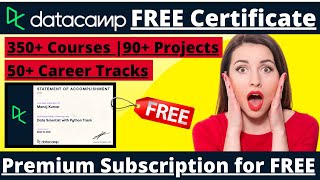 Datacamp  FREE Certificate FREE Online Courses with Certificates Data Science R  Python SQL [upl. by Nylrahc372]