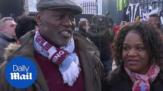 Fans pay tribute to footballer Cyrille Regis at his funeral  Daily Mail [upl. by Wappes]