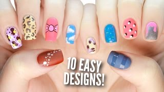 10 Easy Nail Art Designs For Beginners [upl. by Akiehs26]