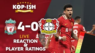 LIVERPOOL 40 BAYER LEVERKUSEN  LIVE MATCH REACTION amp PLAYER RATINGS  REDS DESTROY BAYER [upl. by Rann]